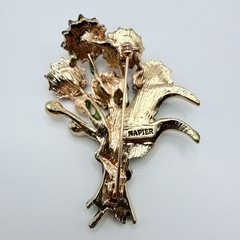 Napier Gold-Tone Enameled Colorful Bouqet Flowers Rhinestone Brooch Pin