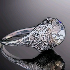 Platinum Vintage Filigree Engagement Ring 2.78ct. Natural Old Mine Diamond GIA