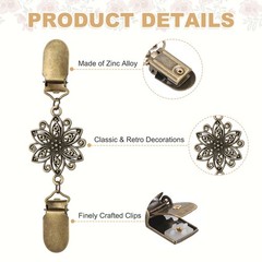 3Pcs Dress Clips Back Cinch, Sweater Clips (Hollow Flower, 3 Assorted Colors)