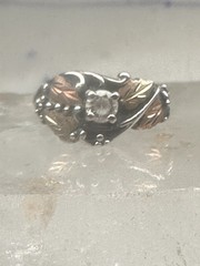 Black Hills Gold ring leaves CZ band size 5.75 sterling silver women girls