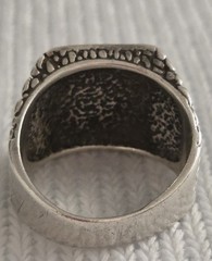 Vintage Freemason Men’s 9.25 Textured Sterling Ring Turquoise/ Enamel Size 11