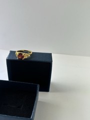 Vintage Red Cubic Zirconia Ring Gold Plated Womens Size 6.5