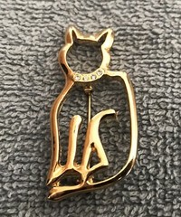 Vintage AAI – Cat Kitten Brooch/Pin – Gold Tone – Signed