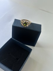 Vintage Green Cubic Zirconia Ring Gold Plated Womens Size 8