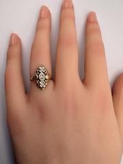 Antique Art Deco 14K Yellow White Gold Diamond Ring Size Filigree Cocktail