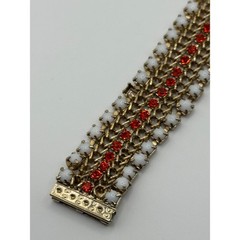 Vintage Hobe Bracelet Multicolor Rhinestone Gold Tone READ