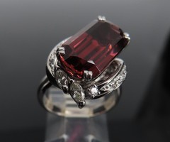 Unique 6.19ct Natural Rubellite 0.23ct Diamond Platinum Free Form Ring Size 5.5