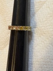 Vtg GM 925 Sterling Gold Tone 17 Rainbow CZs Eternity Band Ring Size 8 Pride 4g