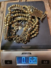 Vtg Boho Tribal Chandelier Charm Collar Ethnic Statement Brass Tone Necklace Art