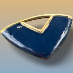 Vintage MONET Blue & Gold Enamel STAR & TRIANGLE Brooch Modernist