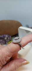STERLING SILVER CN MARQUISE SHAPE 2 Tiered BAND RING Sz8 4.7g Vintage A4273OS