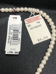 VTG GORGEOUS MARVELLA FIVE STRAND FAUX PEARLS RHINESTONES SILVER TONE NECKLACE