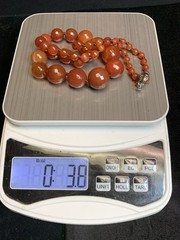 Vintage Graduated Faceted Carnelian Agate Necklace Hand Knotted 24in