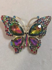 Beautiful Multicolor Vintage Inspired Rhinestone Butterfly Brooch