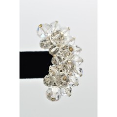 Laguna Vintage Clip On Crystal Earrings Clear Climber Bridal Signed 1950s A24