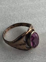 Rings silver 875 Gold plated pink-purple corund Russian Soviet vintage USSR