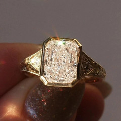 3.00 Ct Art Deco Lab Created Radiant Cut Diamond Engagement Ring Finish Ring