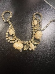 Vintage Champagne Rhinestone Choker Molded Art Glass & Crystal 50s Hollywood