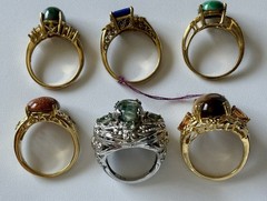 KARIS STS Ring Lot Assorted Gemstones 6 Rings Gold Bond & Platinum Bond STUNNING