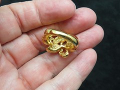 Vintage Gold Plated CZ w/Turquoise Colored Navette Ring SZ 5.25