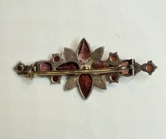 Antique Bohemian Garnet Flower Pin Brooch Victorian Rose Cut