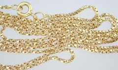 Pretty Vintage 24” Solid 18K Yellow Gold 1mm Square Belcher Chain Necklace 4.7g