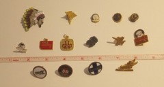 Vintage Lapel Pins& Charms: Fraternal, etc. American Legion, Kiwanis, Trains+