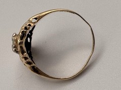 Antique Art Deco 14K Yellow White Gold Diamond Ring Size Filigree Cocktail