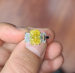 14k Yellow Gold Engagement Ring 2.66CT.Lab Grown Yellow Diamond Radiant Shape