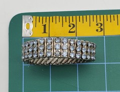 Vintage Light Blue Rhinestone Expandable Silver Tone Metal Bracelet, c. 1950’s