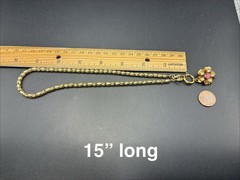 Vintage 12k Gold Filled Pocket Watch Sugar-Puff Link Chain FOB Dog Clip,Pink Gem