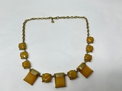 Gorgeous Ann Taylor LOFT Goldtone Peach Gold Lucite Inset 18″ Necklace