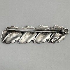 TEKA Theodor Klotz Germany Leaves Brooch Continental Silver 800 Art Deco Bar Pin