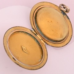 Antique Victorian Starburst Multi Tone Gold Filled Paste Pendant Locket