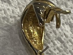 TANCER II Earrings Gold Spiral Shell Posts Hinged Clip On Huggies Hoops Vtg 1970