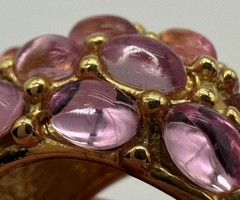 VTG SIGNED KJL KENNETH JAY LANE FAUX PINK JELLY BELLY CLIP ON EARRINGS NICE!