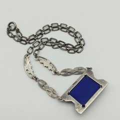Vintage Sterling Silver 925 Blue Chalcedony Marcasite Necklaces 15.5″