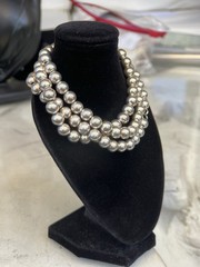 Vintage Sterling Silver Ball Beaded Necklace & Bracelet