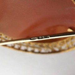 Victorian 18k Gold Carved Shell Cameo Pendant Brooch Pin Left Facing Woman Italy