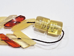 Unique Red and Opaque and Clear Lucite Chip Beaded Hand Strung Vintage Necklace