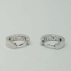 Vintage Sterling Silver Huggie Hoop Earrings Rhinestone Inset Hinged 1/2 Inch