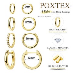 Gold Hoop Earrings for Women Trendy 14K Gold Plated Small Huggie Cartilage Hy…