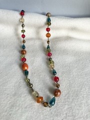 VTG Colorful Glass Metal And Plastic Bead Necklace,26”