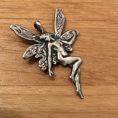 Beautiful Art Nouveau Sterling Silver Fairy Nymph Vintage Pendant