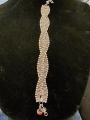 Alfani Designer Rhinestone Mesh Twist Chain Bracelet Silvertone
