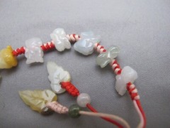 Fine CHINESE Carved Stone ZODIAC ANIMALS Bead CORD BRACELET-6 3/4 Inches