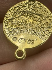 Africa Map Bracelet Pendant Black Textured Globe Gold Tone Connector Charm