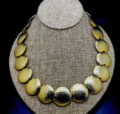 RJ Graziano Circular Hammered Disc 17″ TO 20″ Necklace Signed NEW
