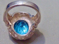 NEW 11 CARAT LONDON SWISS BLUE MINED OVAL CUT TOPAZ STERLING RING SIZE 8 RING