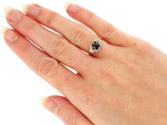 Vintage 0.60Ct Sapphire and 0.22Ct Diamond, 18k Yellow Gold Cluster Ring